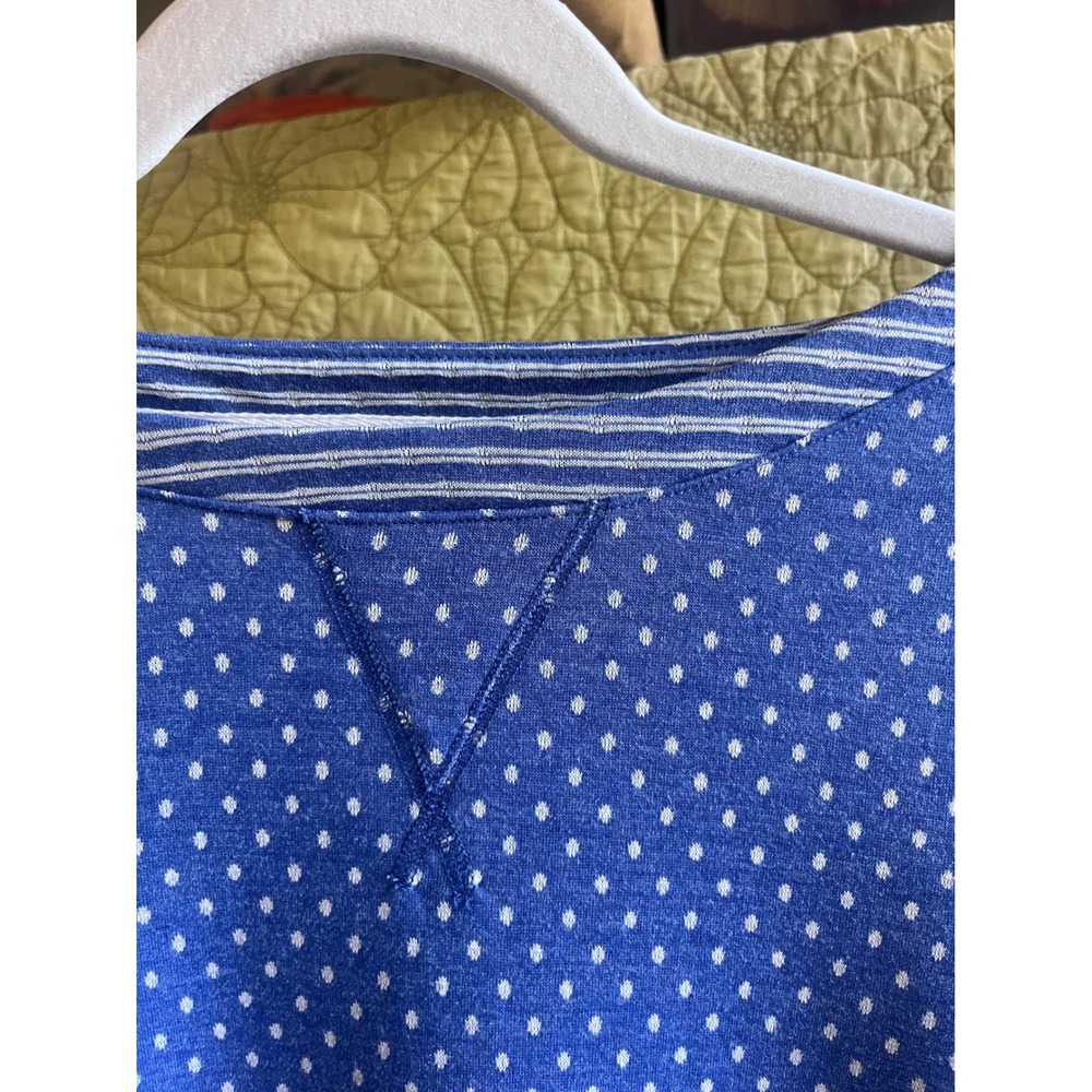 T by Talbots Classic Blue Polka Dot Striped Pullover